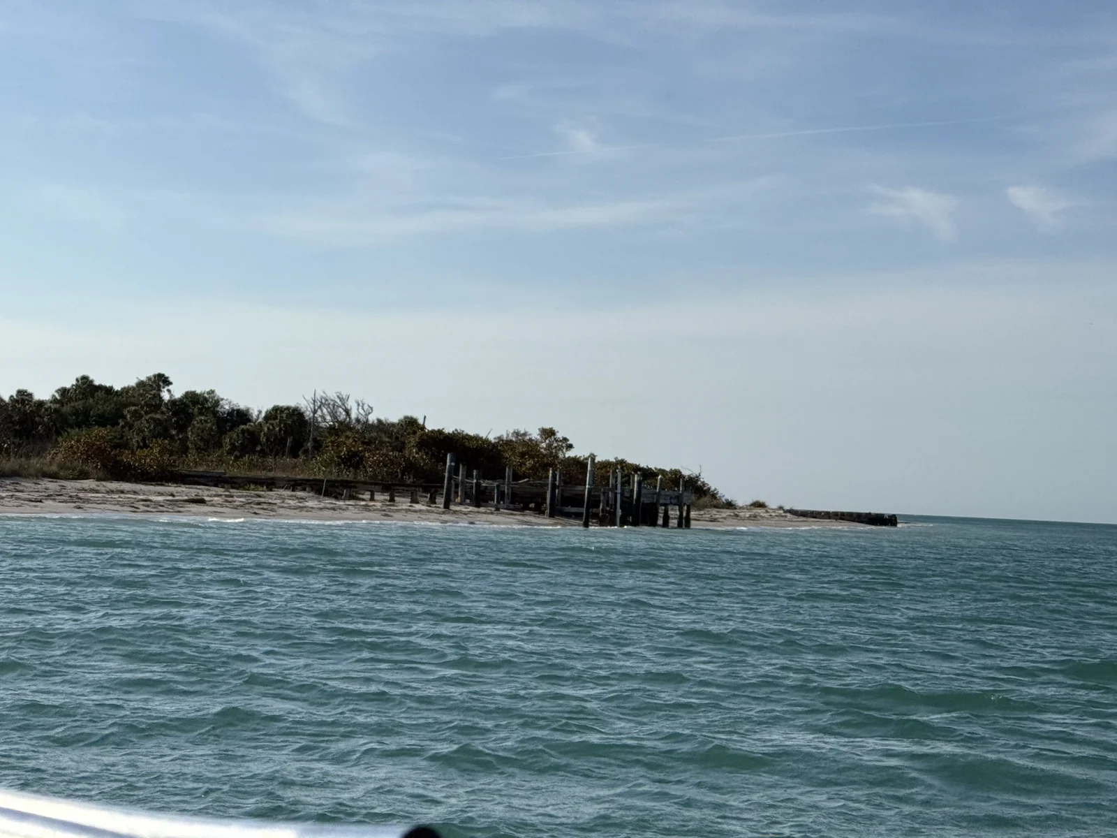 Shallow shoreline near a sandbar