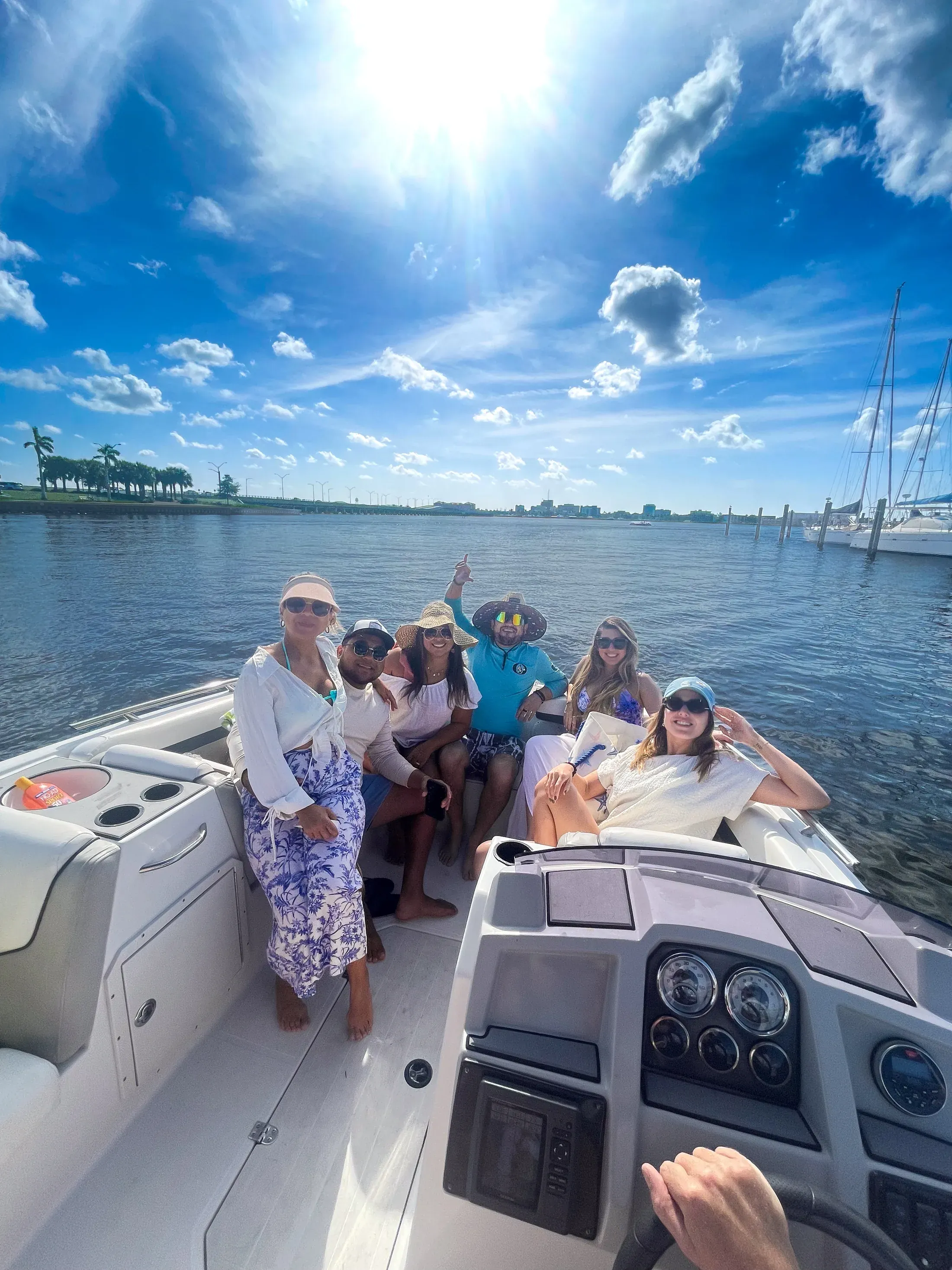 Friends enjoying a day aboard a boat