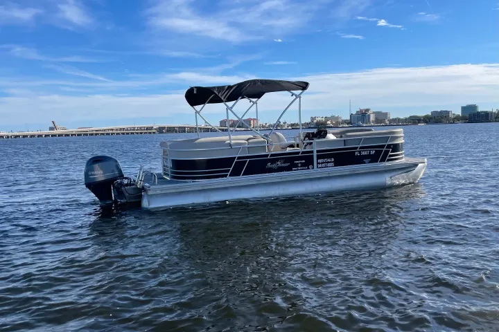 a pontoon in a body of water