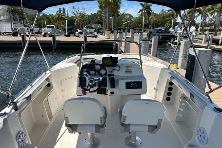 a boat docked at a dock